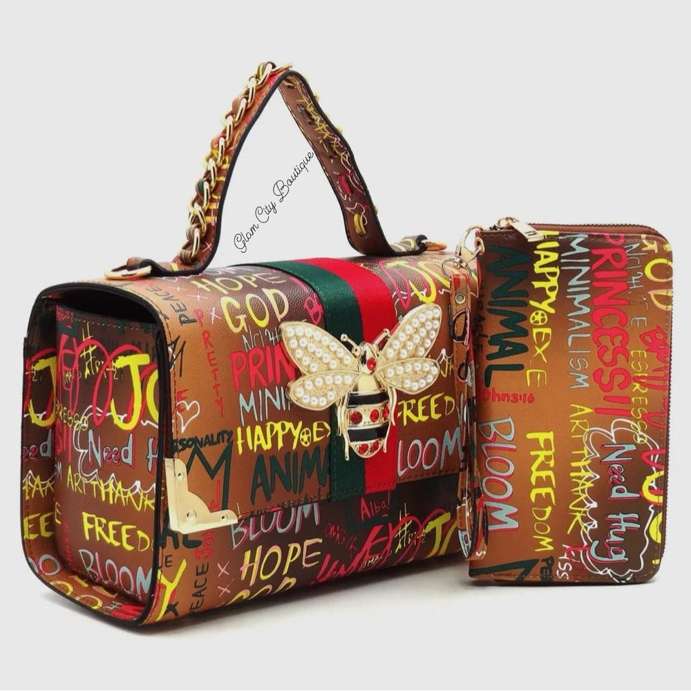 Vibrant Multicolor Satchel and Wallet Set